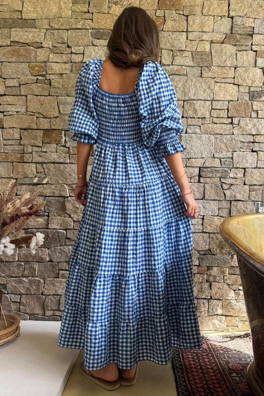 dresses malibu blue Nonni Gingham Darling Dress Malibu Blue