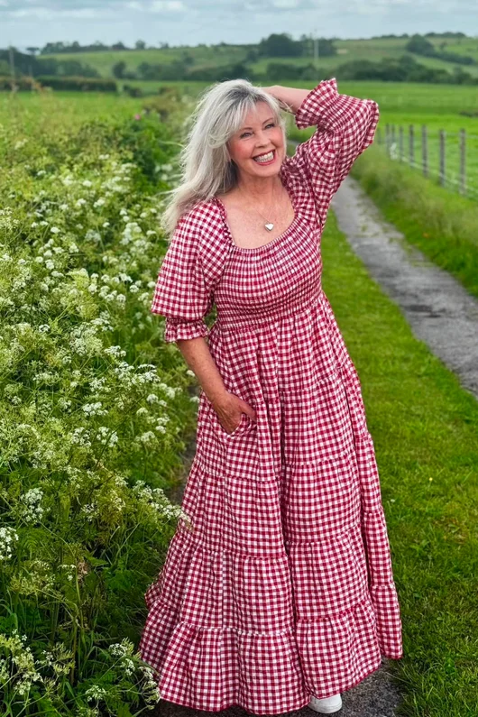 Nonni Gingham Darling Dress Sangria 