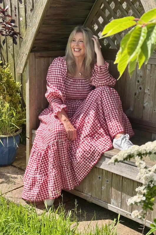 Nonni Gingham Darling Dress Sangria 