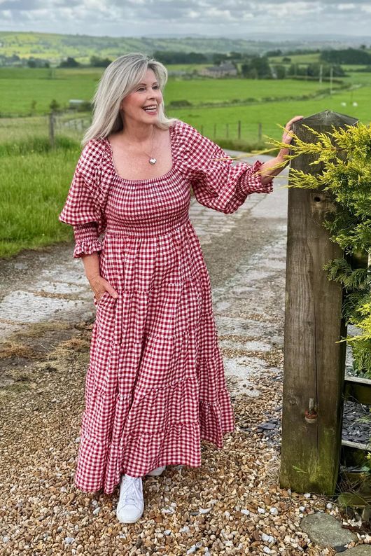 Nonni Gingham Darling Dress Sangria 