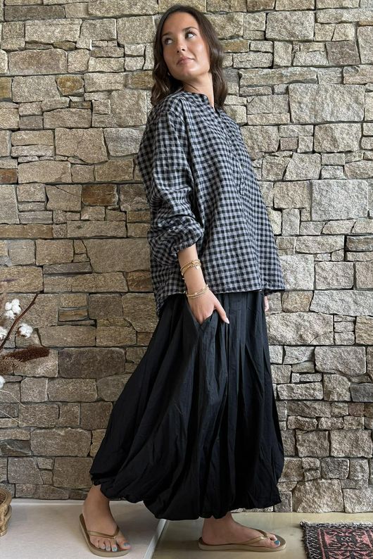 Nonni Gingham Nero Blouse Black Grey