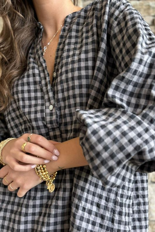 Nonni Gingham Nero Blouse Black Grey