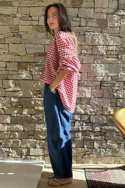 Nonni Gingham Nero Blouse Sangria