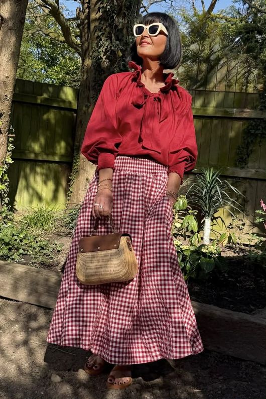 Nonni Gingham Ripley Skirt Sangria