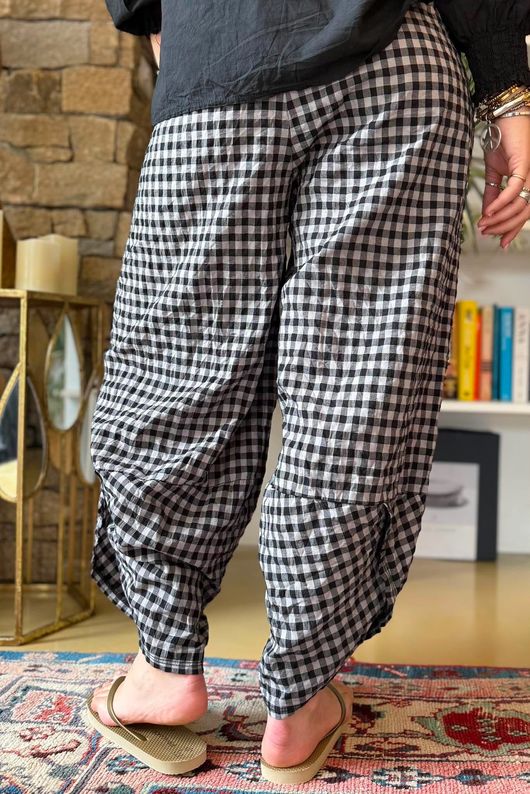 Nonni Gingham Shelby Barrel Pant Black