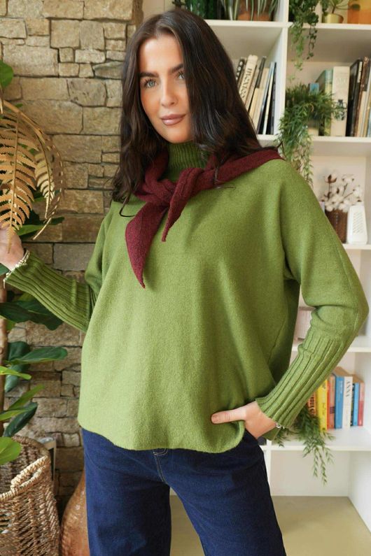 Nora Triangle Knit Scarf Burgundy Marl - 