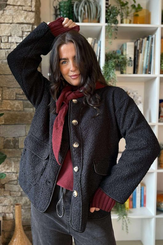 Nora Triangle Knit Scarf Burgundy Marl