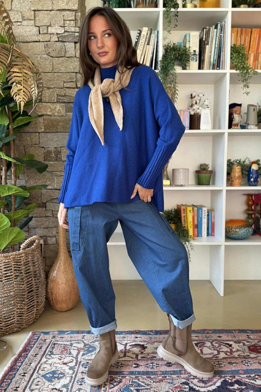 Nora Triangle Knit Scarf Camel Marl