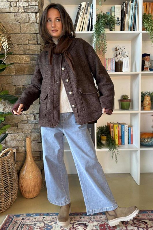 Nora Triangle Knit Scarf Chocolate Marl