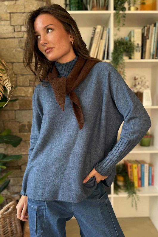 Nora Triangle Knit Scarf Chocolate Marl