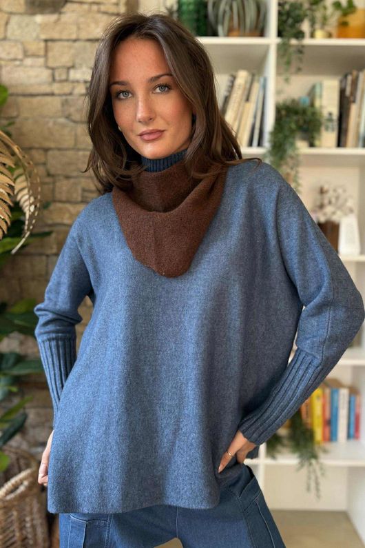 Nora Triangle Knit Scarf Chocolate Marl