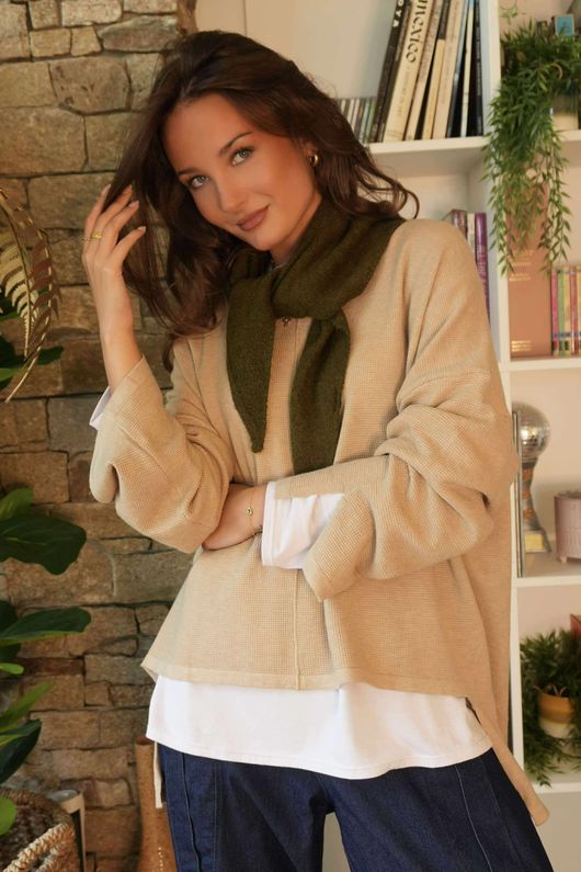 Nora Triangle Knit Scarf Olive Marl - 