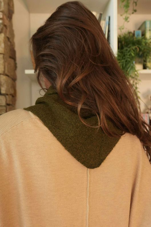 Nora Triangle Knit Scarf Olive Marl