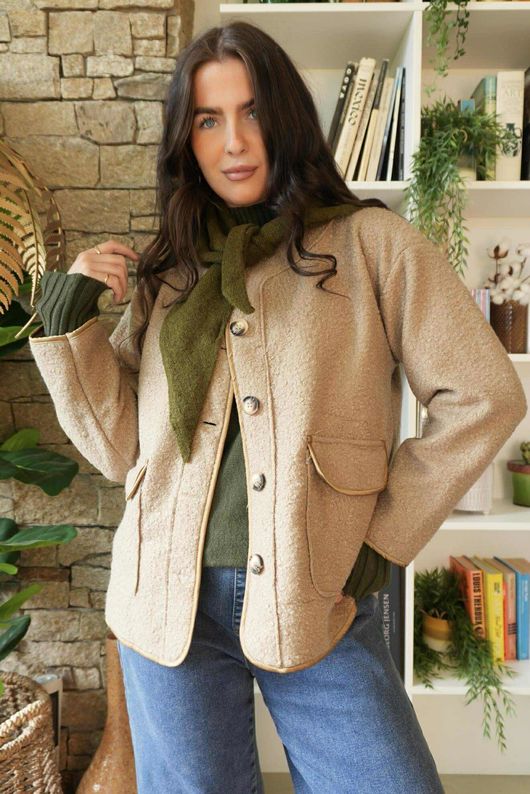 Nora Triangle Knit Scarf Olive Marl