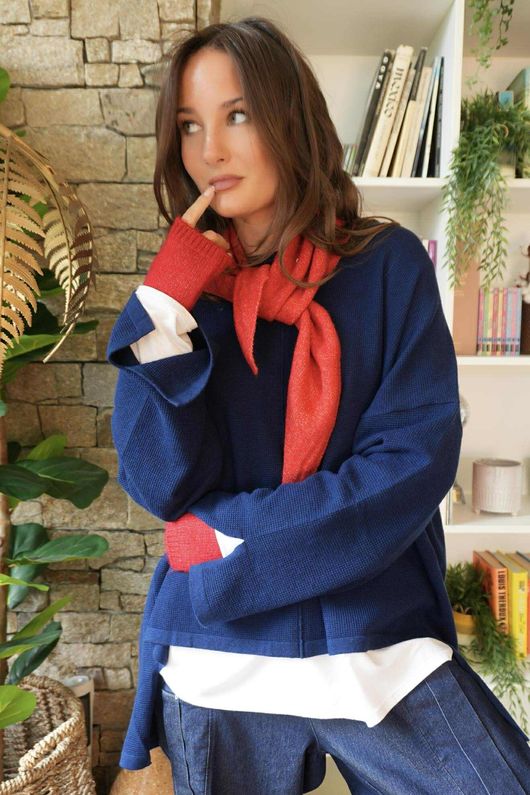 Nora Triangle Knit Scarf Rouge