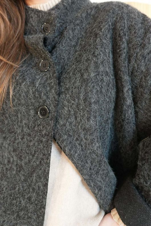 Norbury Funnel Trapeze Coat Charcoal Black 