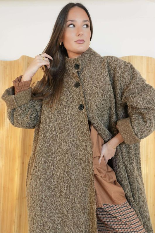 Norbury Funnel Trapeze Coat Chocolate 