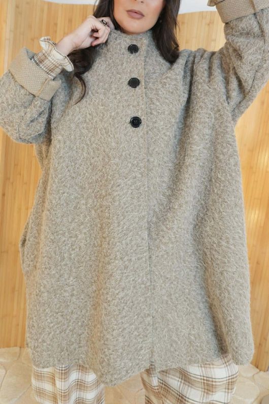 Norbury Funnel Trapeze Coat Oatmeal 