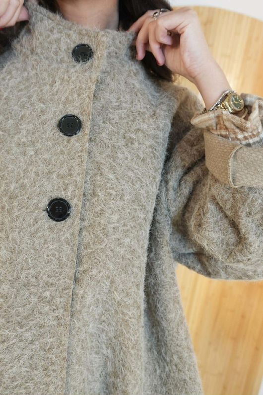 Norbury Funnel Trapeze Coat Oatmeal 