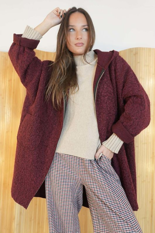 Norbury Hooded Zip Up Jacket Burgundy 