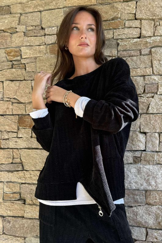 Nuk Stretch Velour Zip Sweatshirt Black