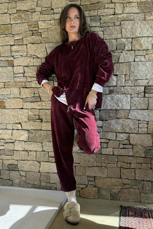 Nuk Stretch Velour Zip Sweatshirt Burgundy /19=