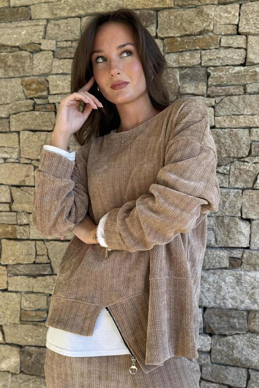 Nuk Stretch Velour Zip Sweatshirt Camel /15=