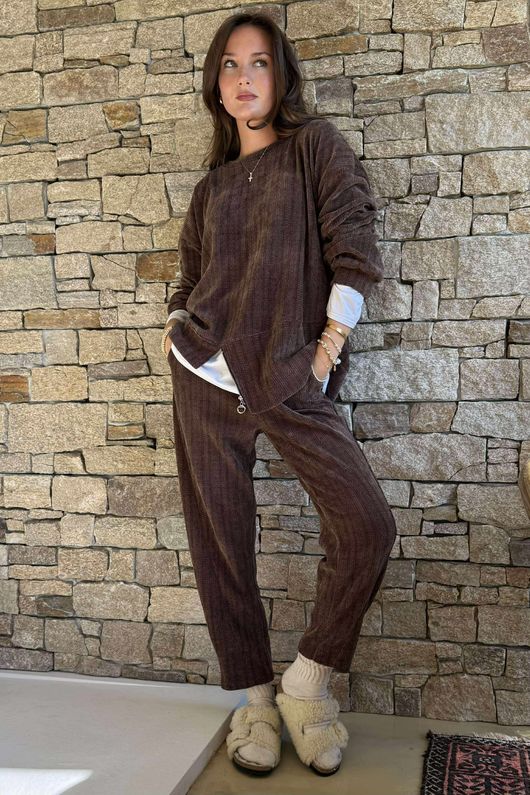 Nuk Stretch Velour Zip Sweatshirt Chocolate /15=