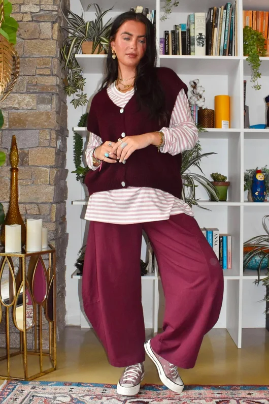 Oliver Knit Waistcoat Burgundy