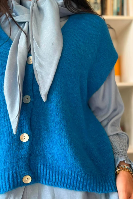 Oliver Knit Waistcoat Electric Blue