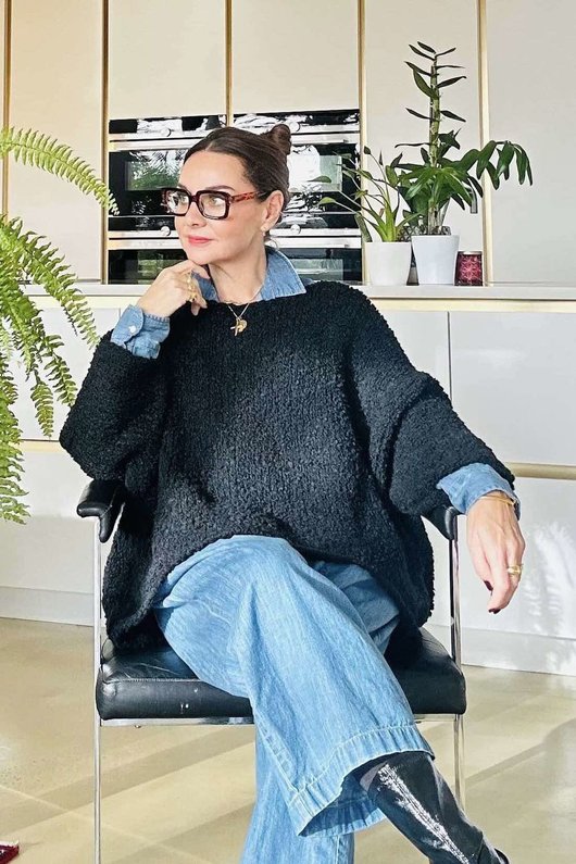 Original Boucle Sloppy Joe Knit Black /20=