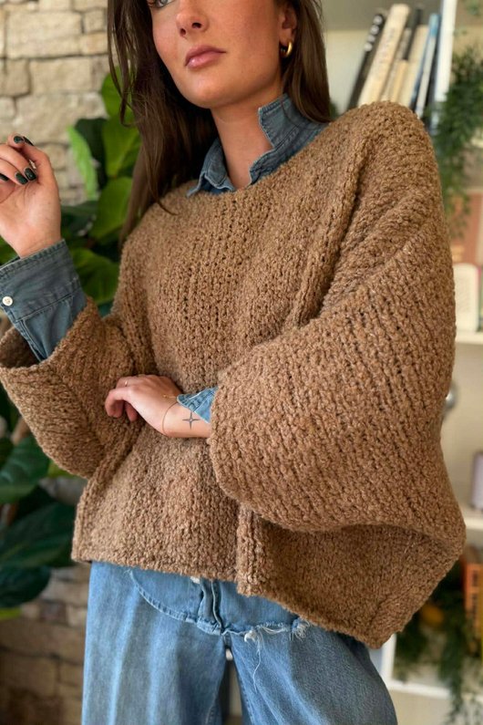 Original Boucle Sloppy Joe Knit Camel /20=