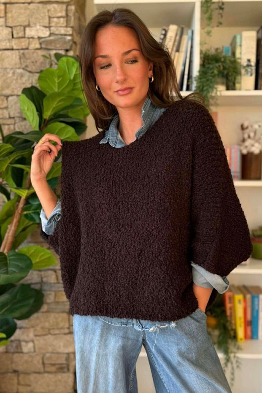 Original Boucle Sloppy Joe Knit Chocolate /20=
