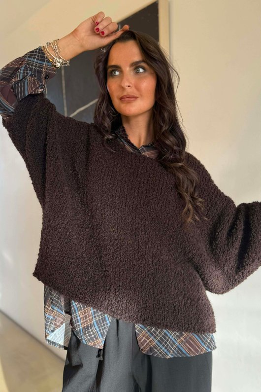 Original Boucle Sloppy Joe Knit Chocolate /20=