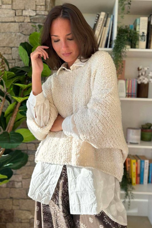 Original Boucle Sloppy Joe Knit Stone