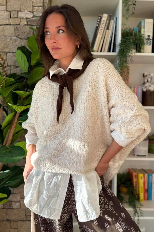 Original Boucle Sloppy Joe Knit Stone /20=