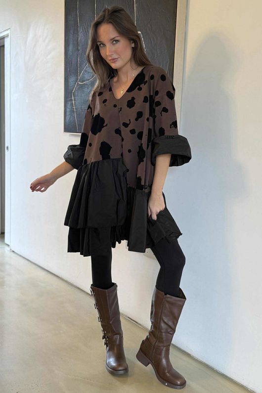 Oscar Petra Rue Dress Chocolate