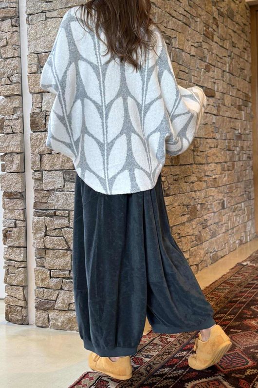 Oslo Orla Batwing Slouch Knit Grey And Ecru /11 =