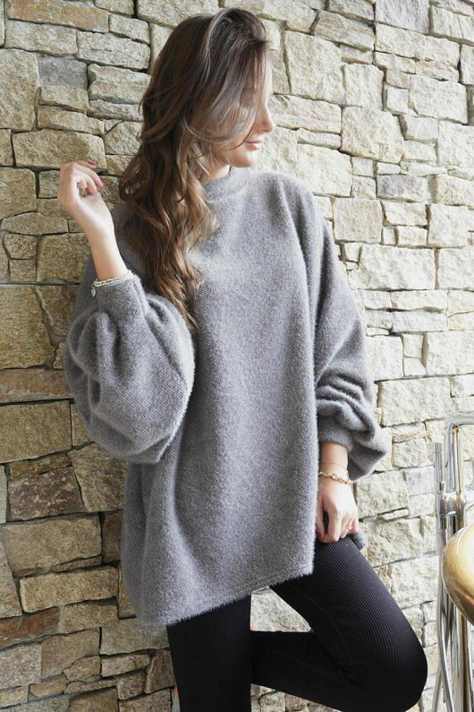 Oversized Buzz Knit Smoky Grey