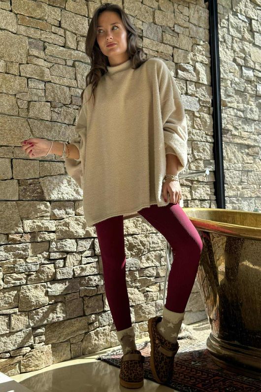 Oversized Buzz Knit Stone