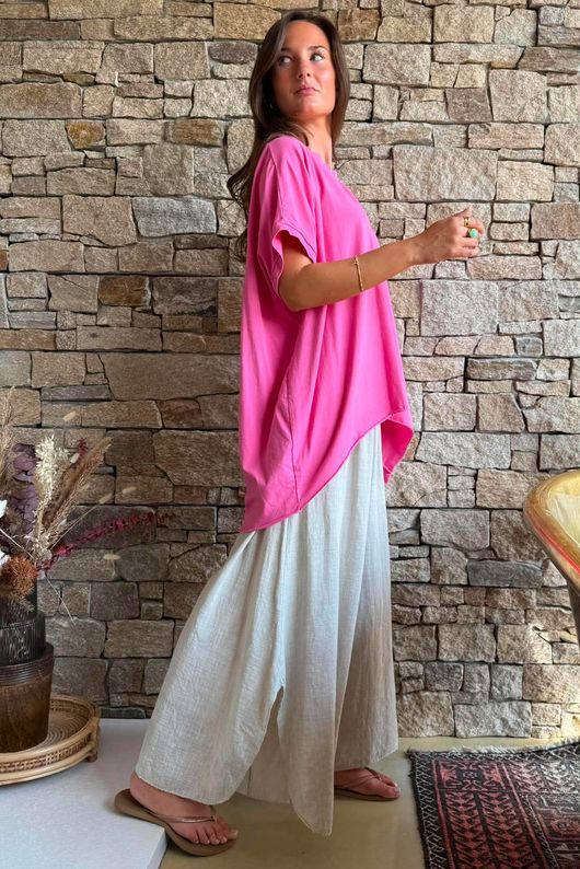 Oversized Stretch Cotton Cap Sleeve Tee Candy