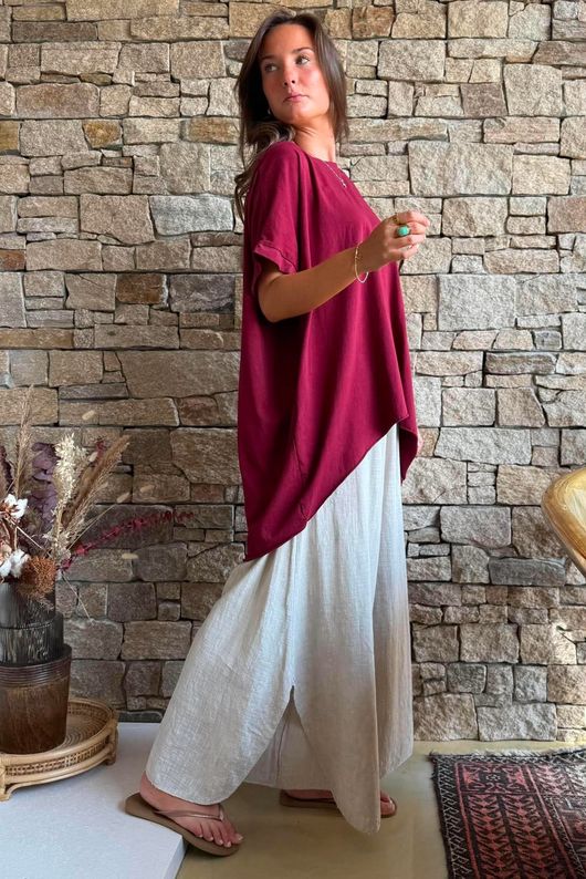 Oversized Stretch Cotton Cap Sleeve Tee Rioja