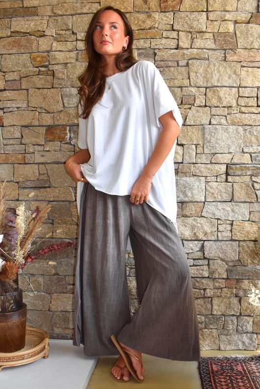Oversized Stretch Cotton Cap Sleeve Tee White