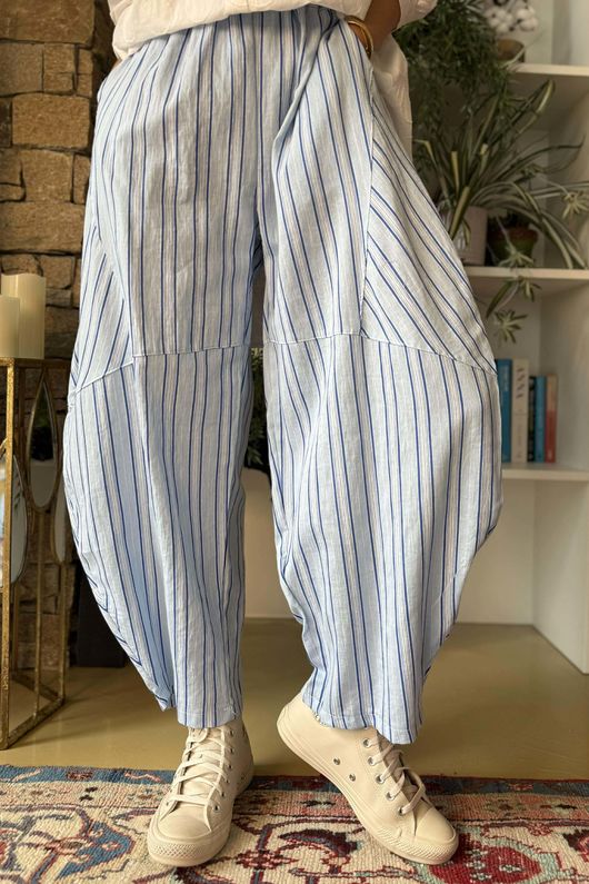 Padstow Stripe Classic Barrel Pant Bay Blue