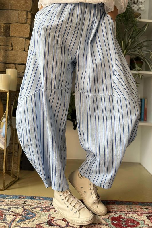 Padstow Stripe Classic Barrel Pant Bay Blue