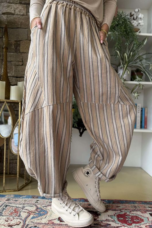 Padstow Stripe Classic Barrel Pant Earth