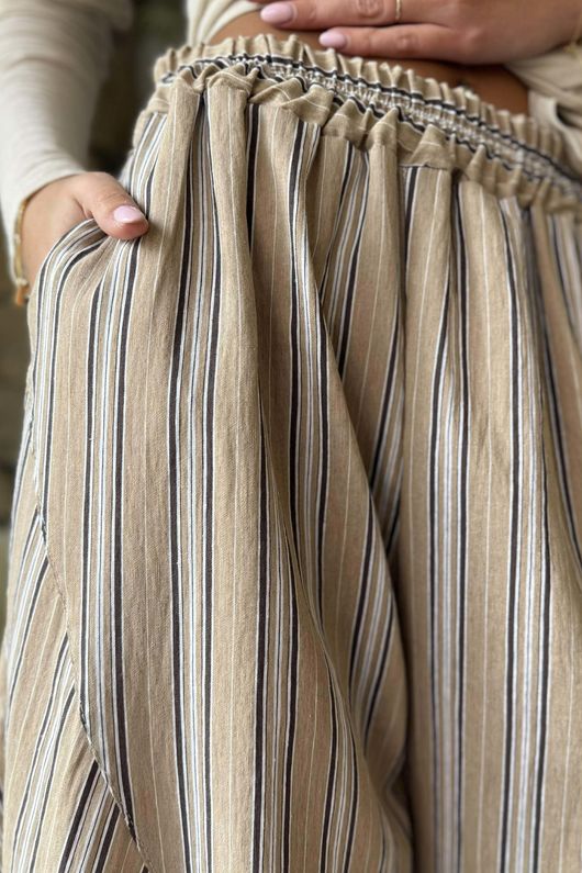 Padstow Stripe Classic Barrel Pant Earth