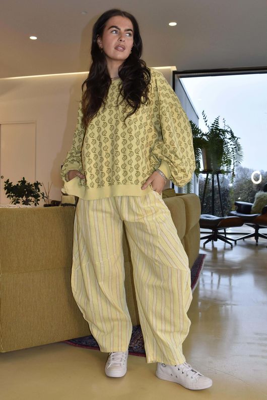 Padstow Stripe Classic Barrel Pant Fresh Ochre