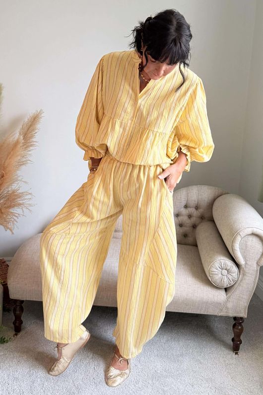 Padstow Stripe Classic Barrel Pant Fresh Ochre