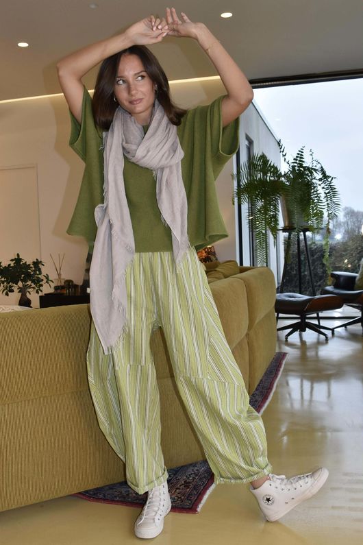 Padstow Stripe Classic Barrel Pant Olive 